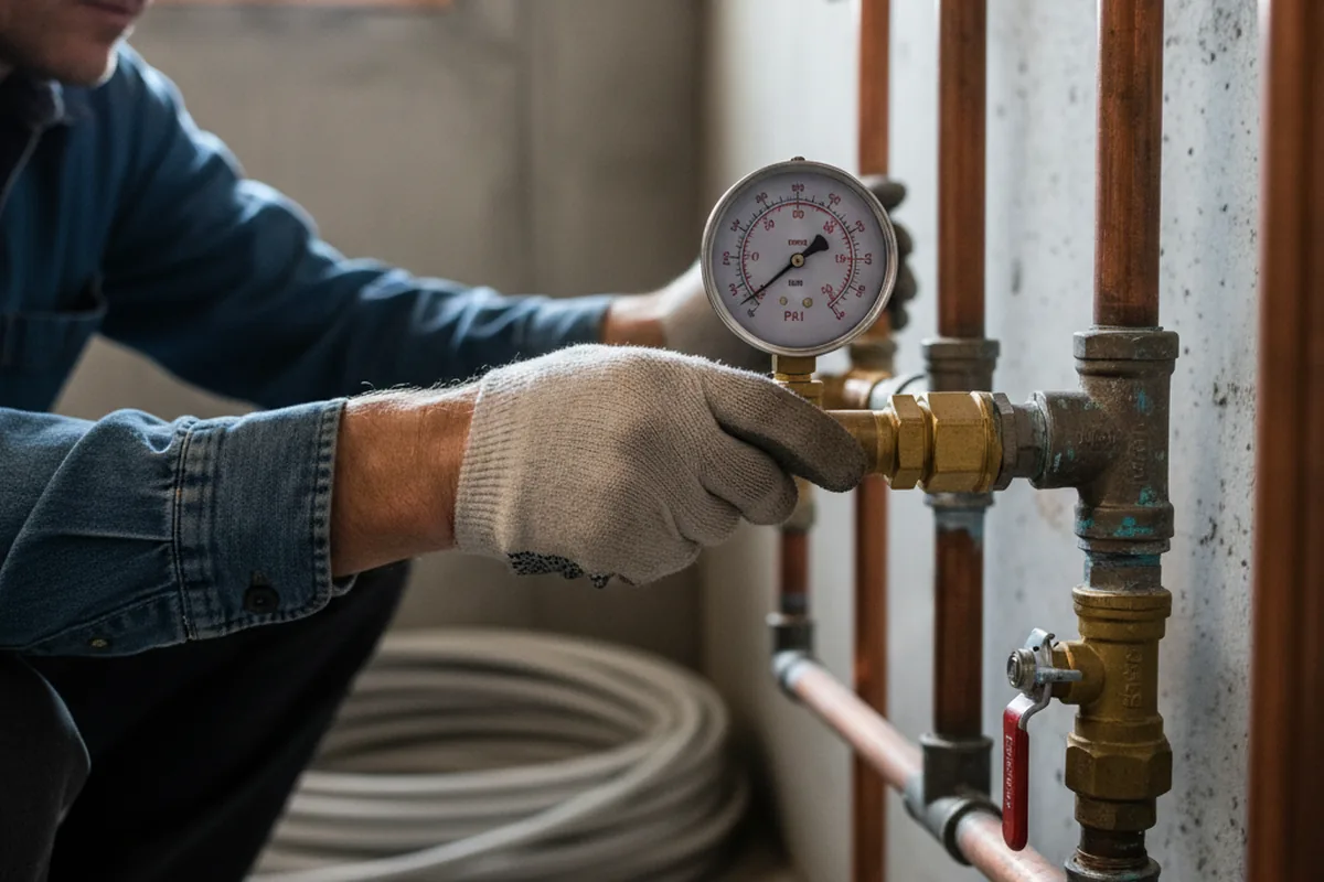 Pressure testing a repaired line during Water Line Repair in Elkhorn