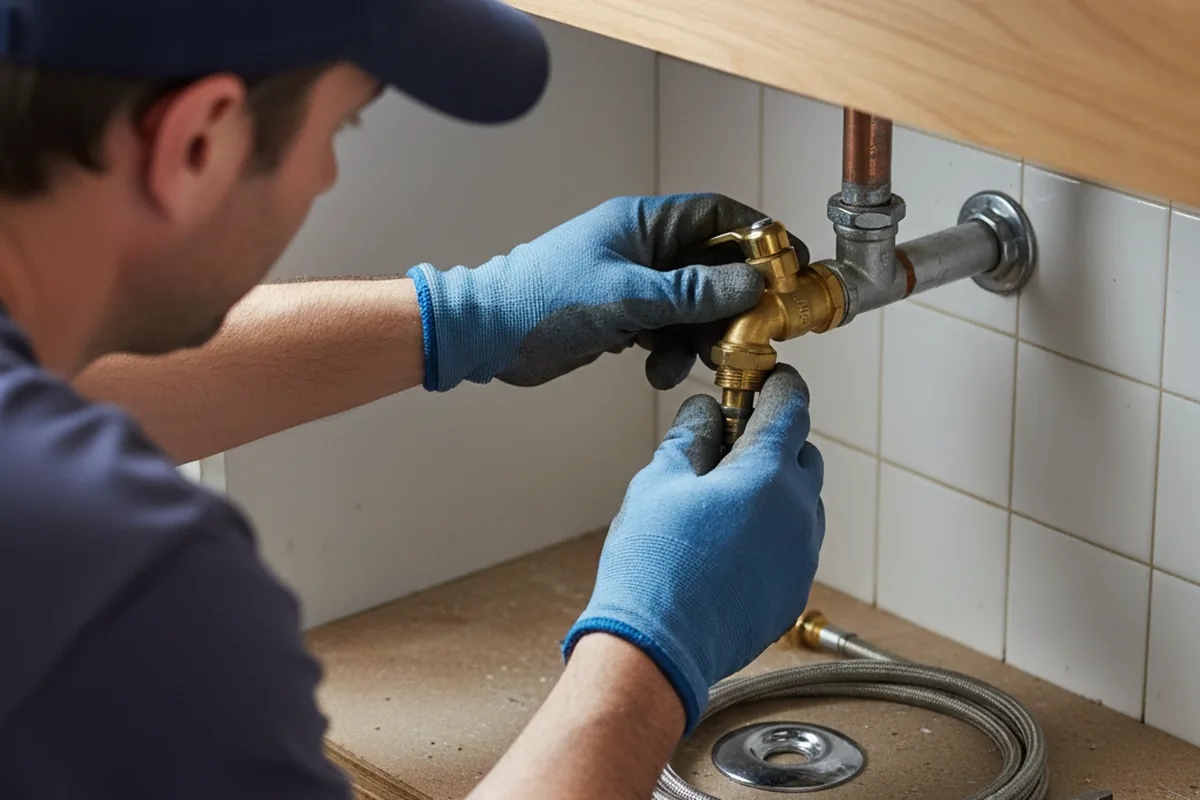 Shutoff valve and fitting work during Burst Pipe Repair in Elkhorn